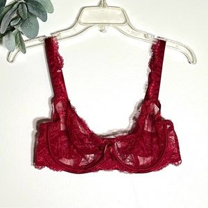 Sexy Chantelle Wired ruby red laced cup bra